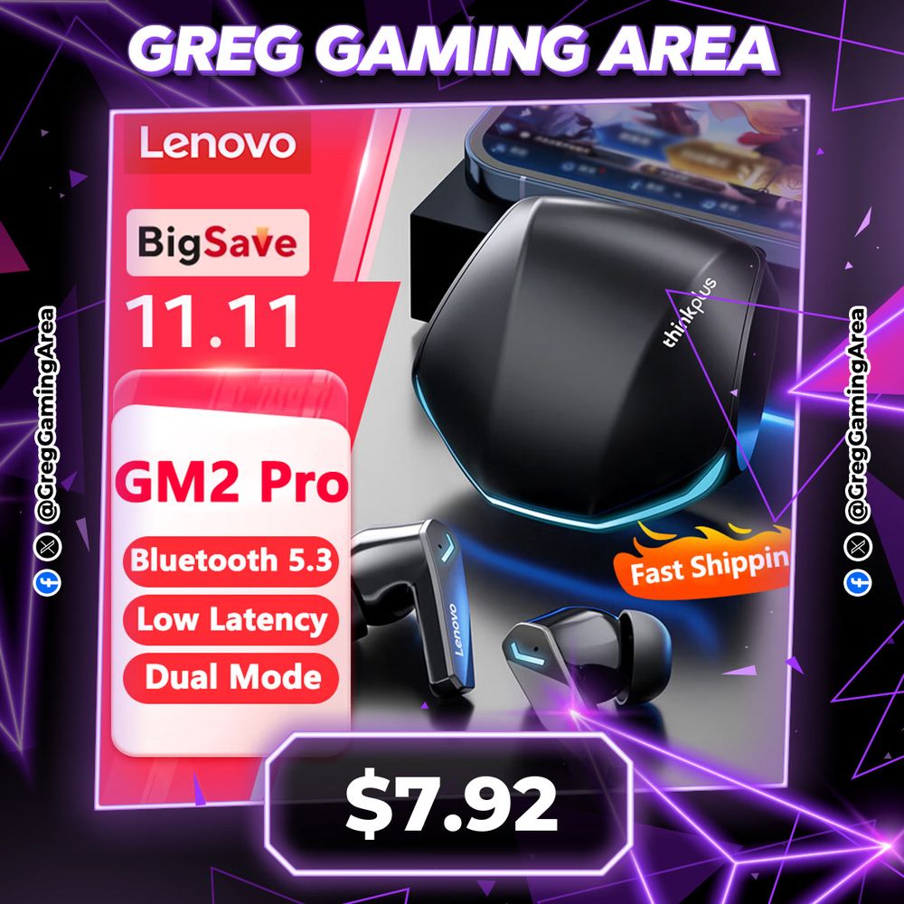 Choice Lenovo GM2 Pro Bluetooth 5.3 Earphones Sports Headset Wireless In-Ear Gaming Low Latency Dual Mode Music Headphones Game
