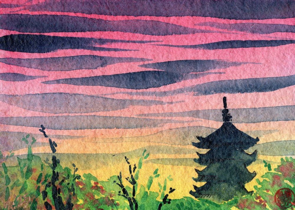 A watercolor painting inspired by Toji temple 