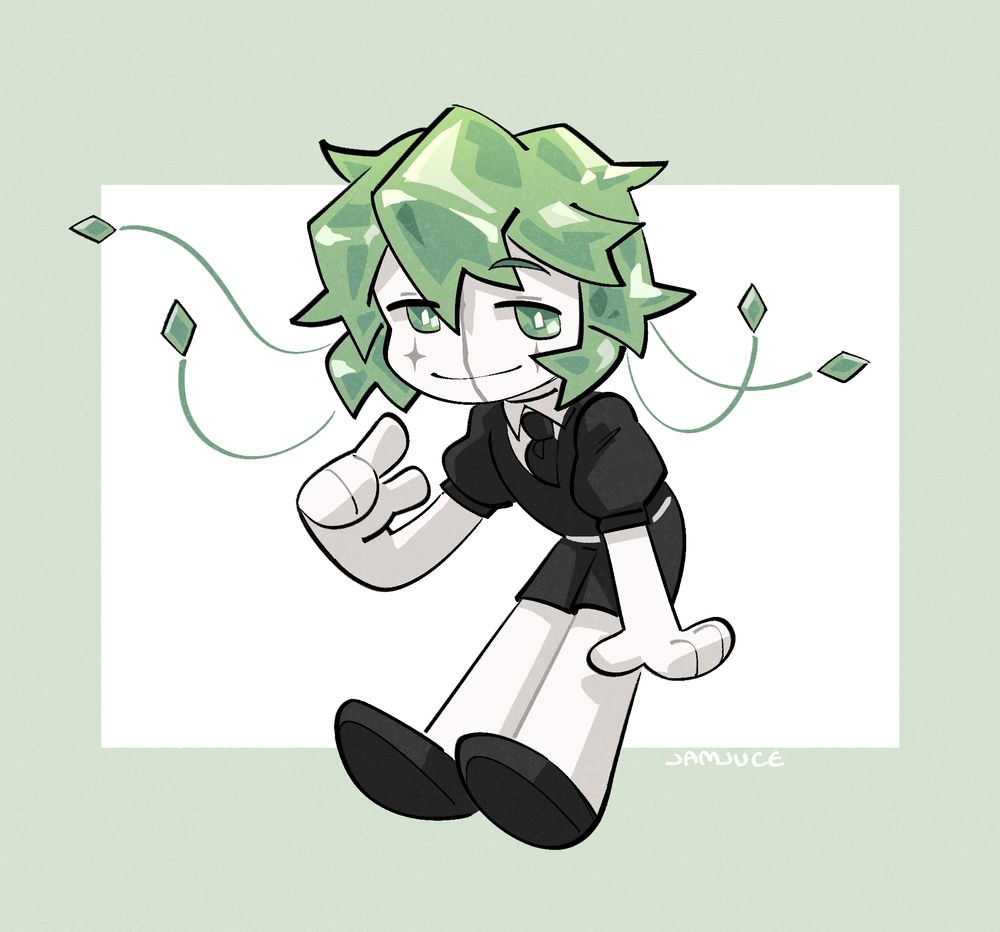 Artfight attack on Rabbjit's Land of the Lustrous OC Seraphinite in chibi form