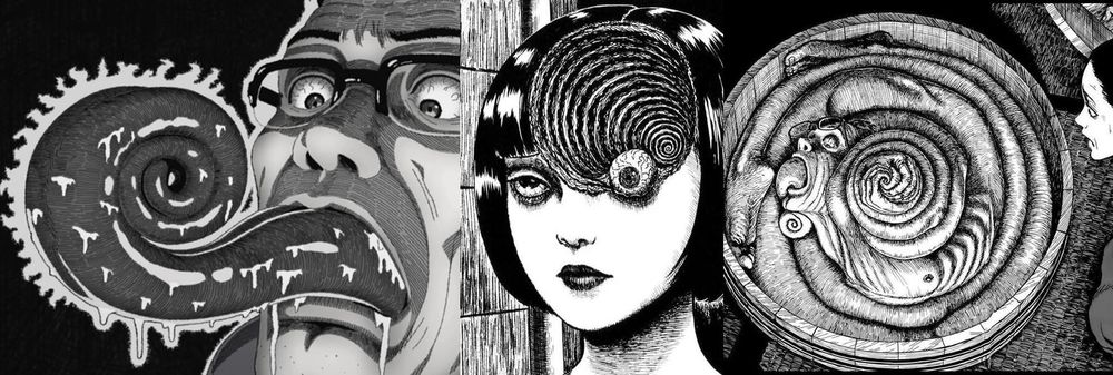 Junji Ito’s spiral horror from Uzumaki in three panels.