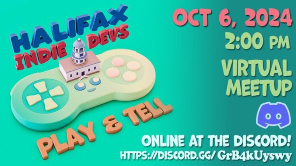 Halifax Indie Devs Virtual Play and Tell, Sun, Oct 6, 2024, 2:00 PM   | Meetup