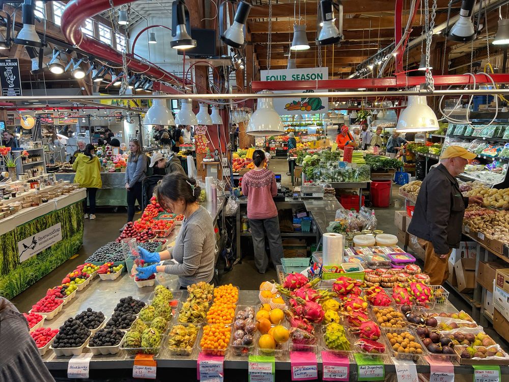 Incredible produce stands in the Granville Island Public Market. 