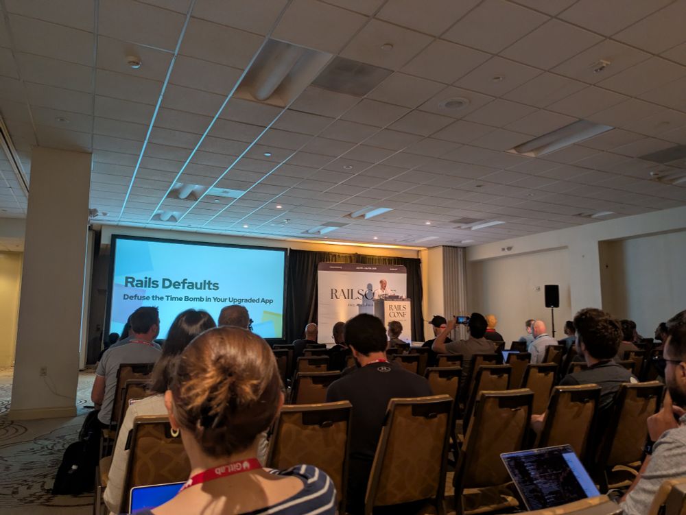 Josh Puetz on stage at RailsConf