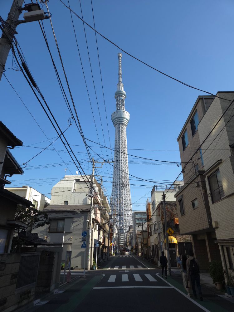 Photo of a street in Tokyo and the SkyTree in the distance