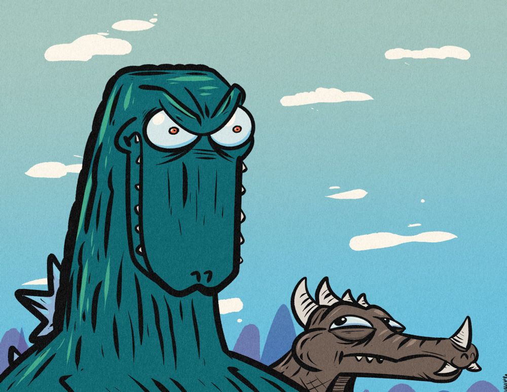 Godzilla furrows his brow in contempt!!
