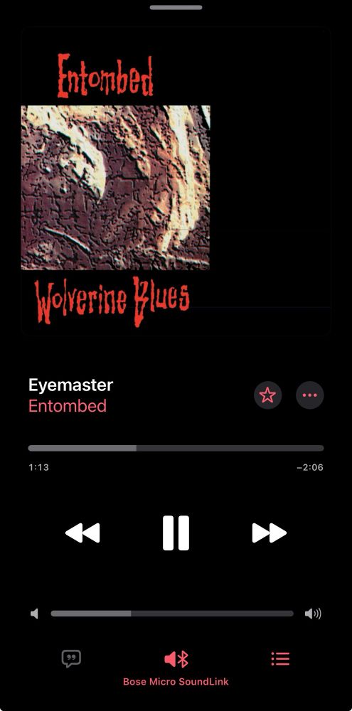 playing entombed “wolverine blues” in itunes