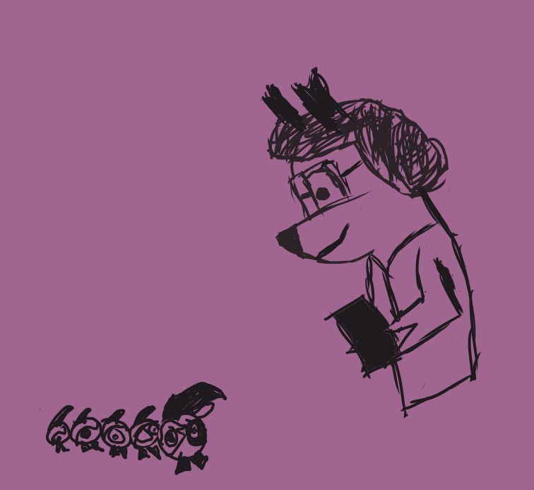 a poorly drawn deermints playing pokemon go with his new falinks