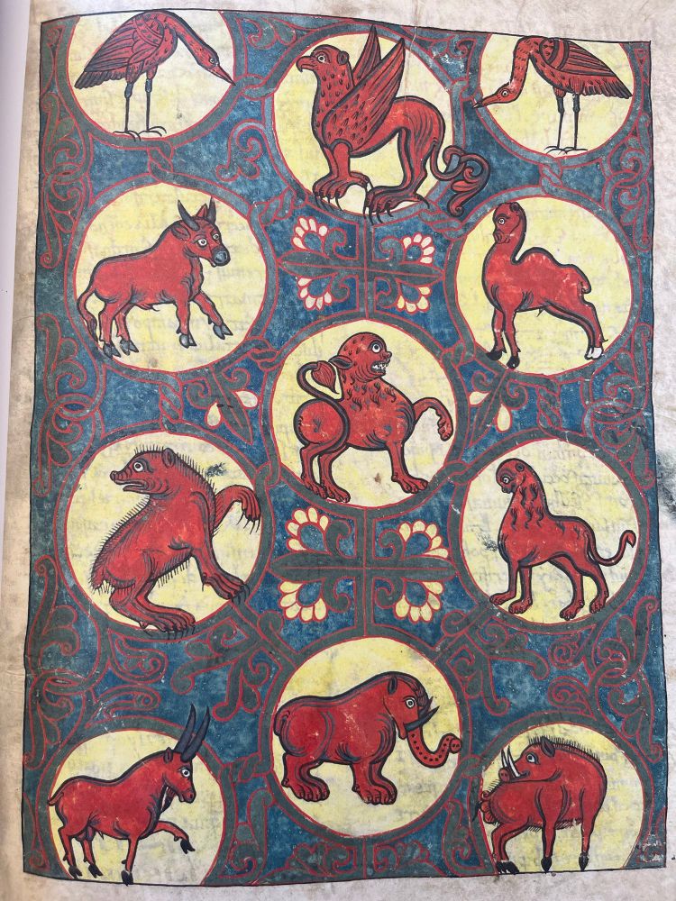 "Médaillons avec des animaux symbolisant le Paradis terrestre en Orient" - Beatus de Saint Sever - XIe siècle