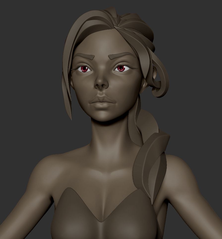 A close-up picture of the face with a blockout version of hair braids.