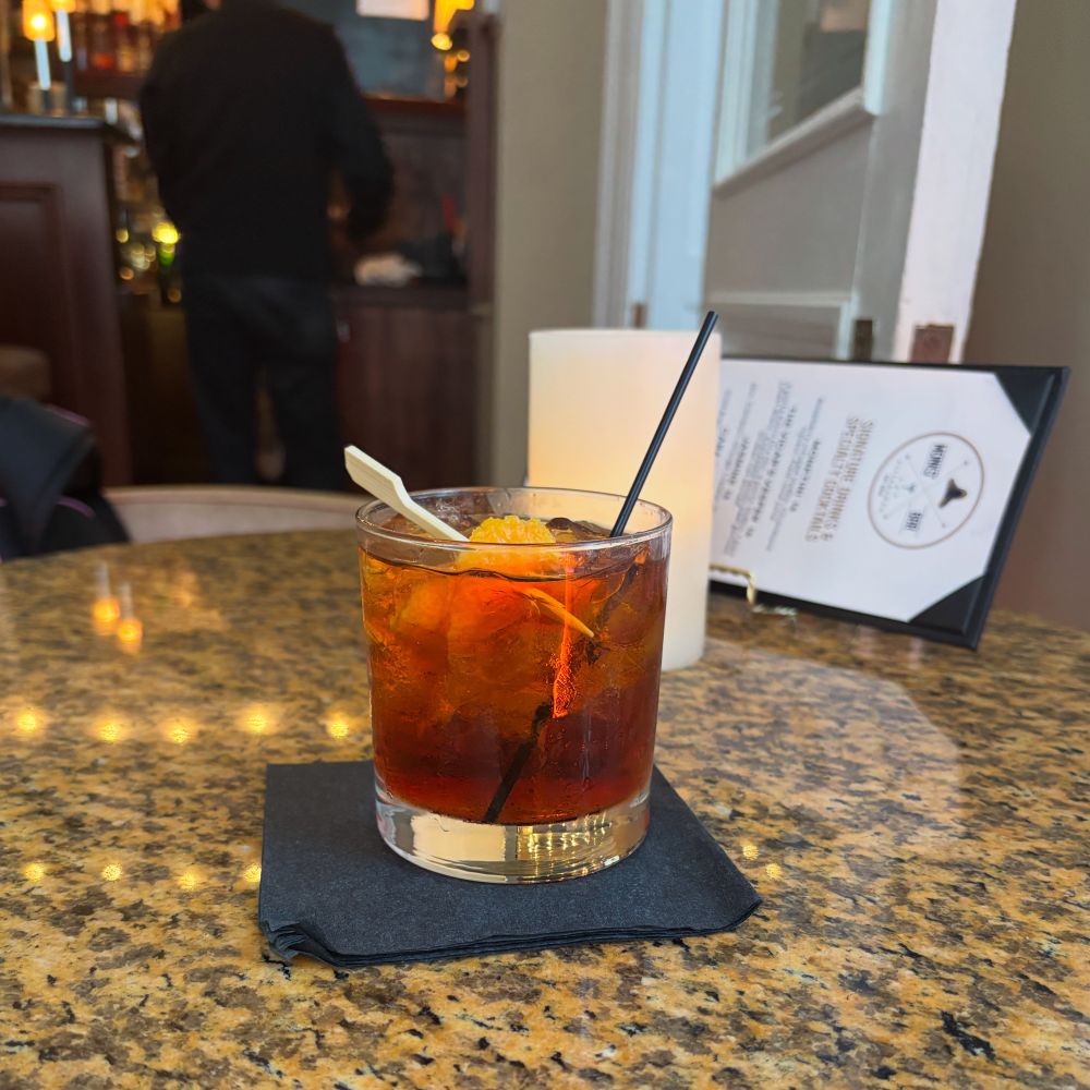 Manhattan on a marble topped table 