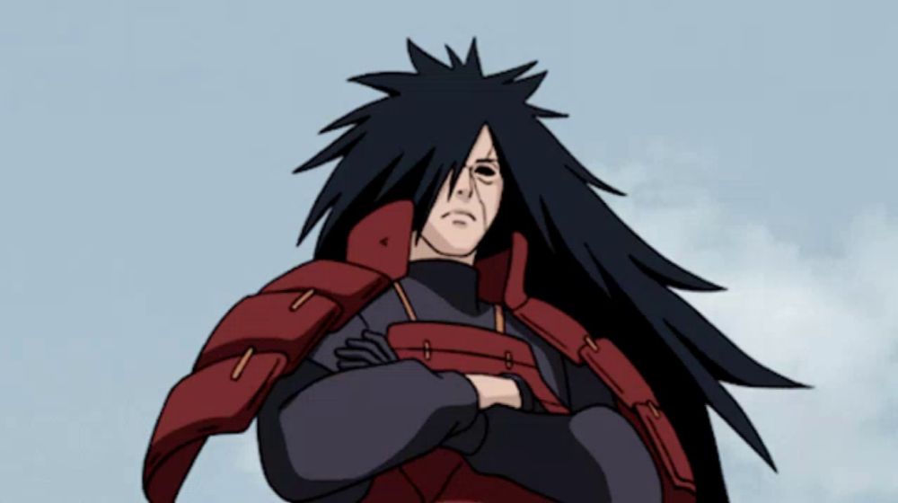 a cartoon of a man with long black hair and armor