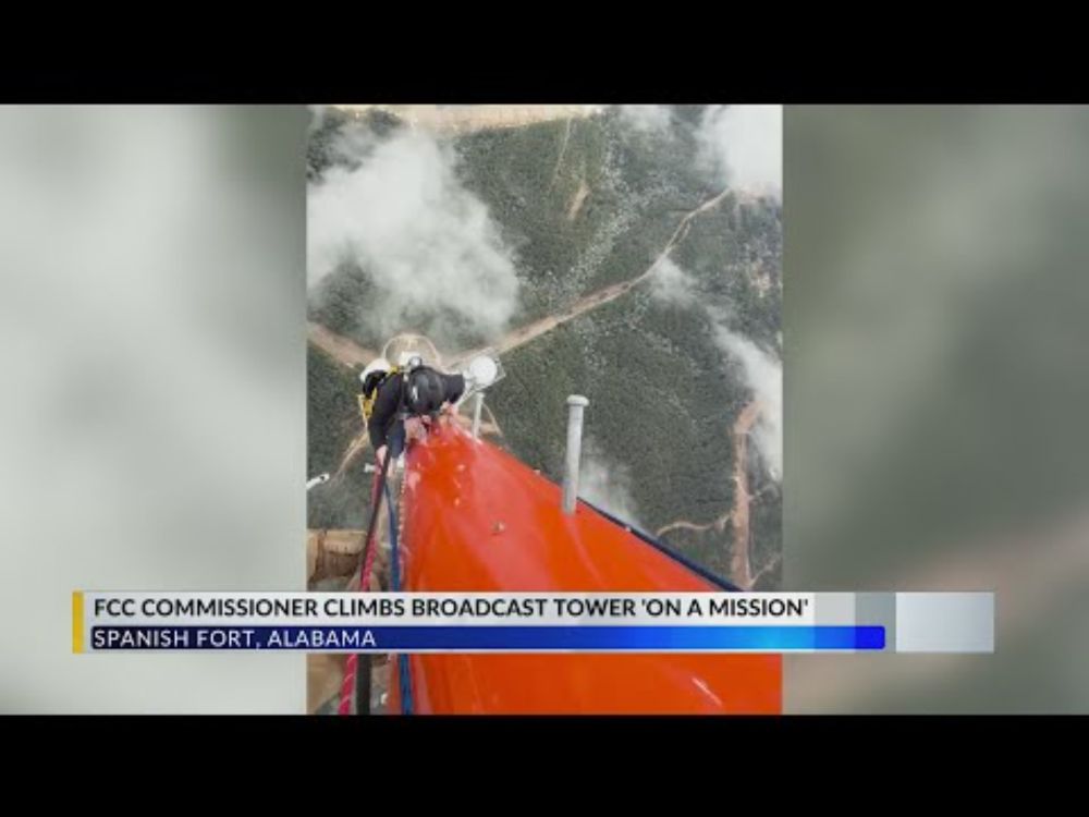 FCC Chairman climbs WKRG broadcast tower to highlight, promote industry
