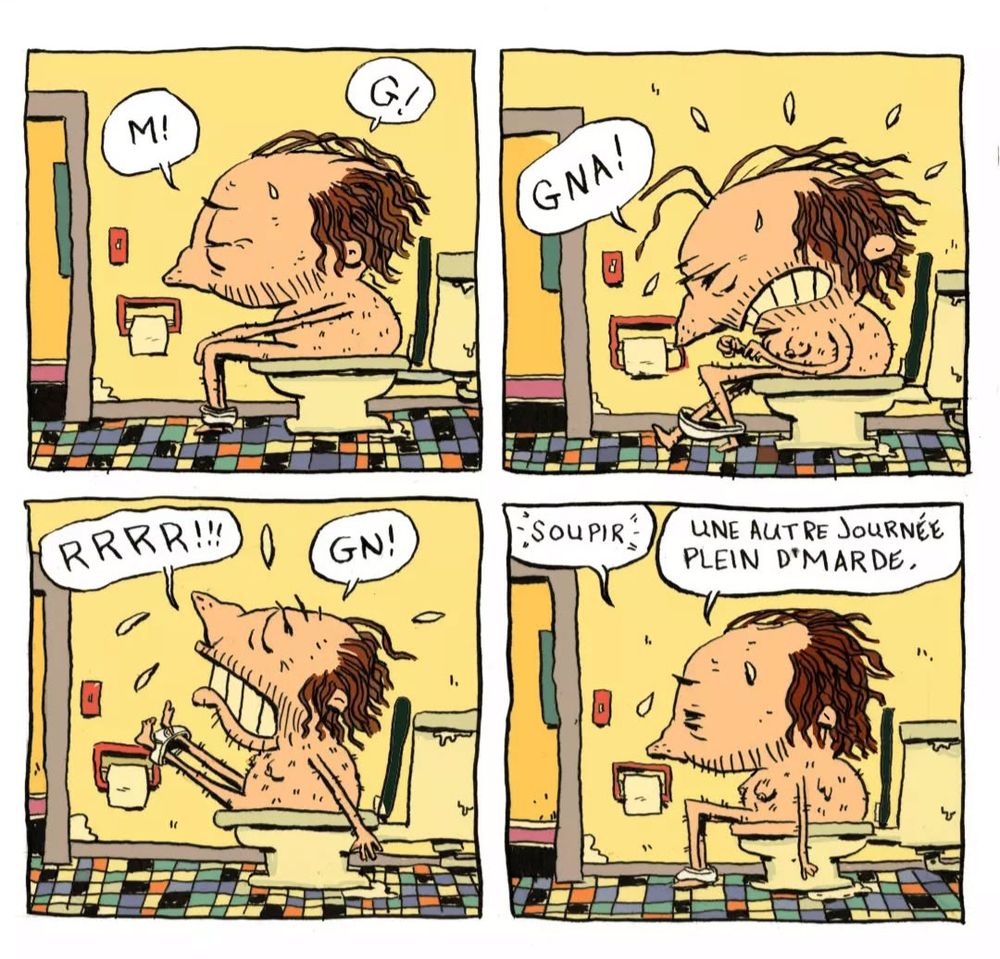 un homme tante sans succès de faire caca