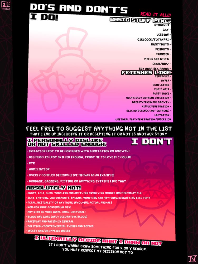 The Do's and Don't's tab, here i put what i'm willing and not willing to do. Above there's the Do's, and below is the Don't's