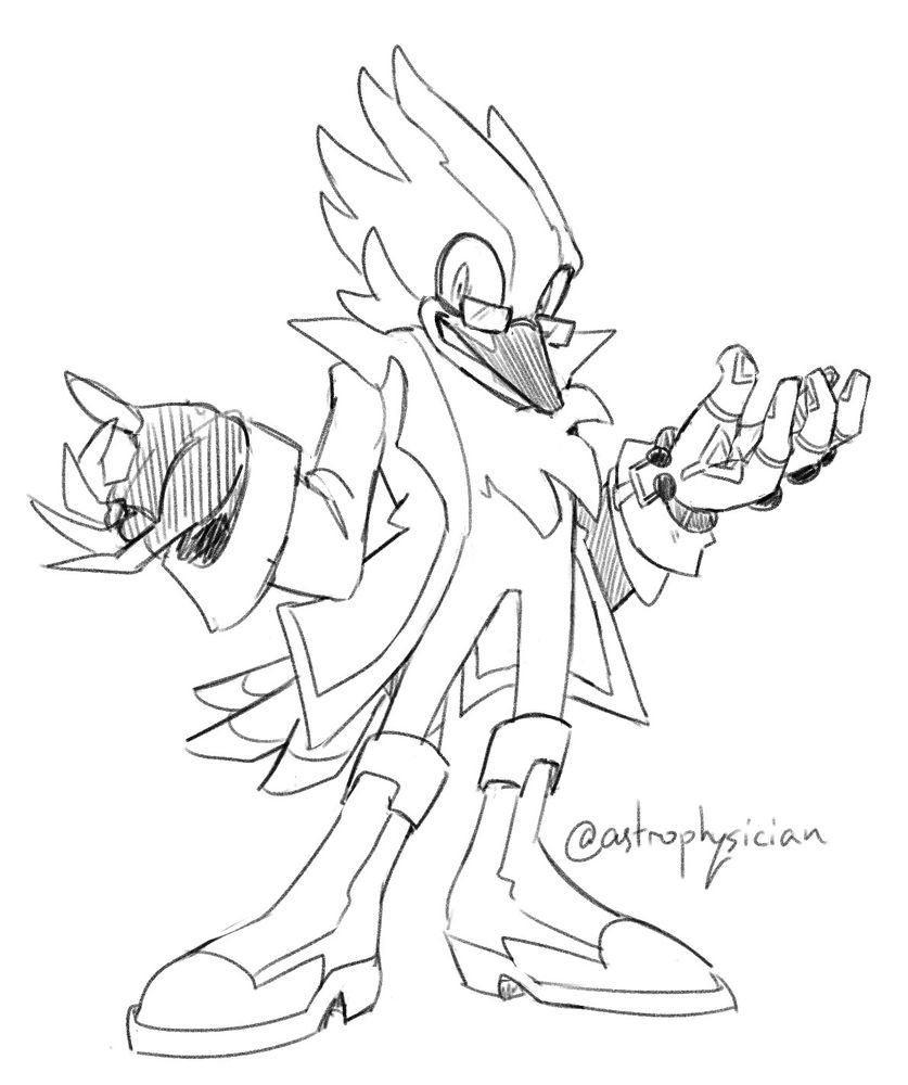 A Sonic OC. He’s a taller kookaburra with a lab coat and a crazed look in his eye. 