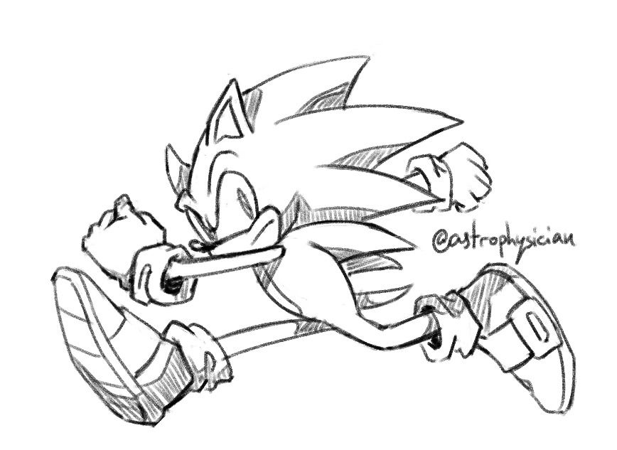 A sketch of Sonic running. 
