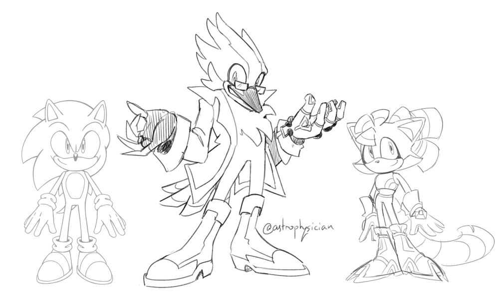 Same drawing with Loop and Sonic for scale. He’s about a head and a half taller than them. 