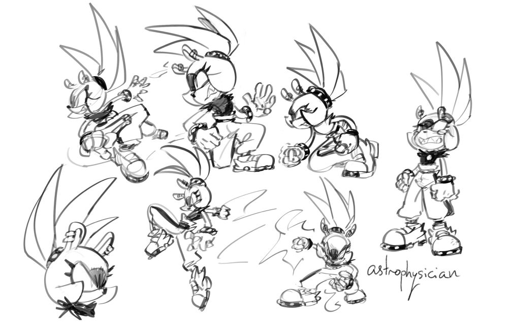 A series of sketches of Surge the Tenrec. 
