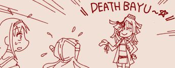 頭部を損壊して死亡する愛生まばゆとそれを見て驚く暁美ほむらと貯石いろはちゃん