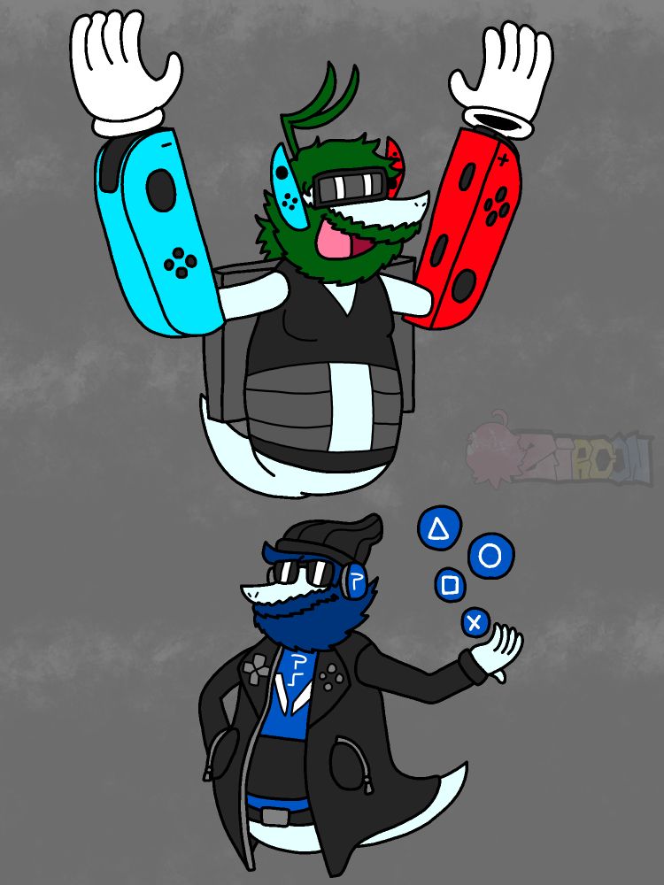 Illustrations of PhantoRetro, my gamer ghost, as various handhelds/consoles:

-Nintendo Switch
-PlayStation Vita
