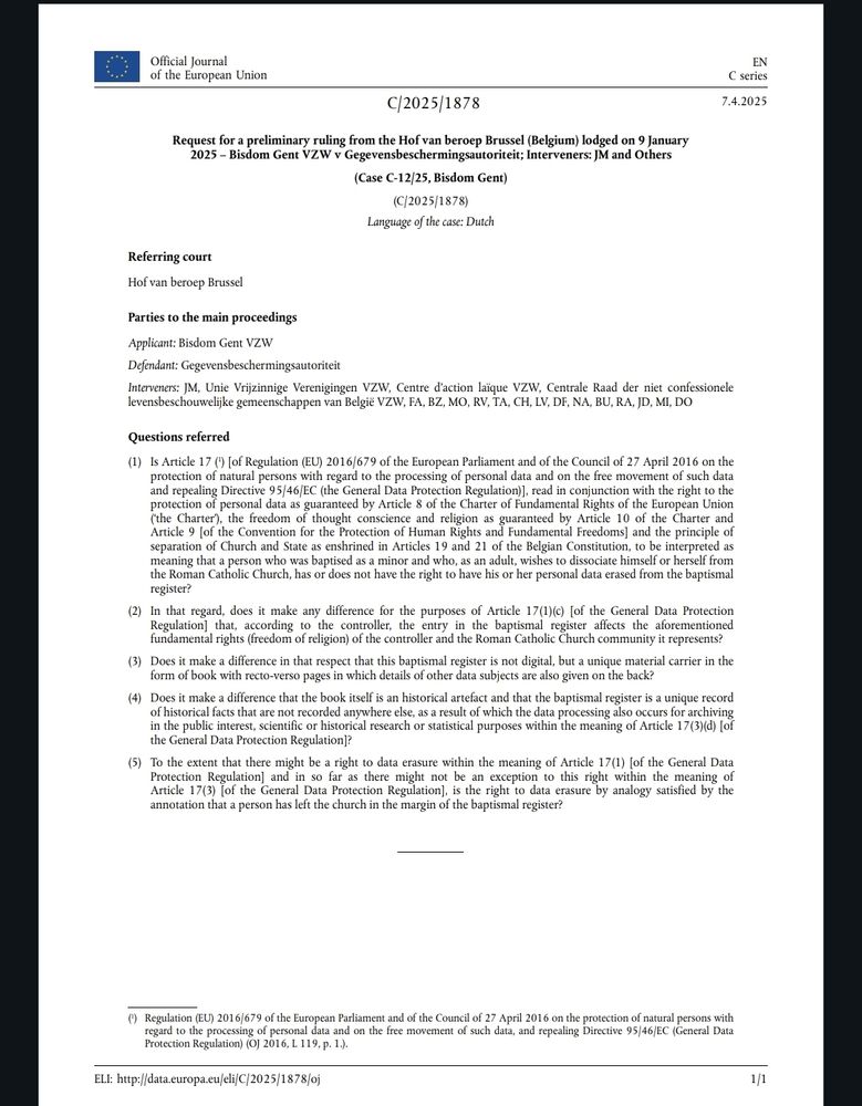 Questions sent by the national court. Full text in the link. 