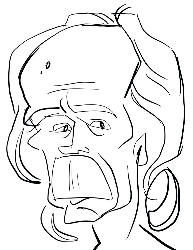 Caricature sketch of film director John Carpenter 