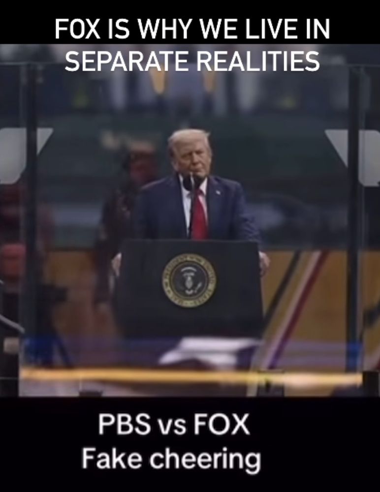 FOX IS WHY WE LIVE IN SEPARATE REALITIES
PBS vs FOX
Fake cheering