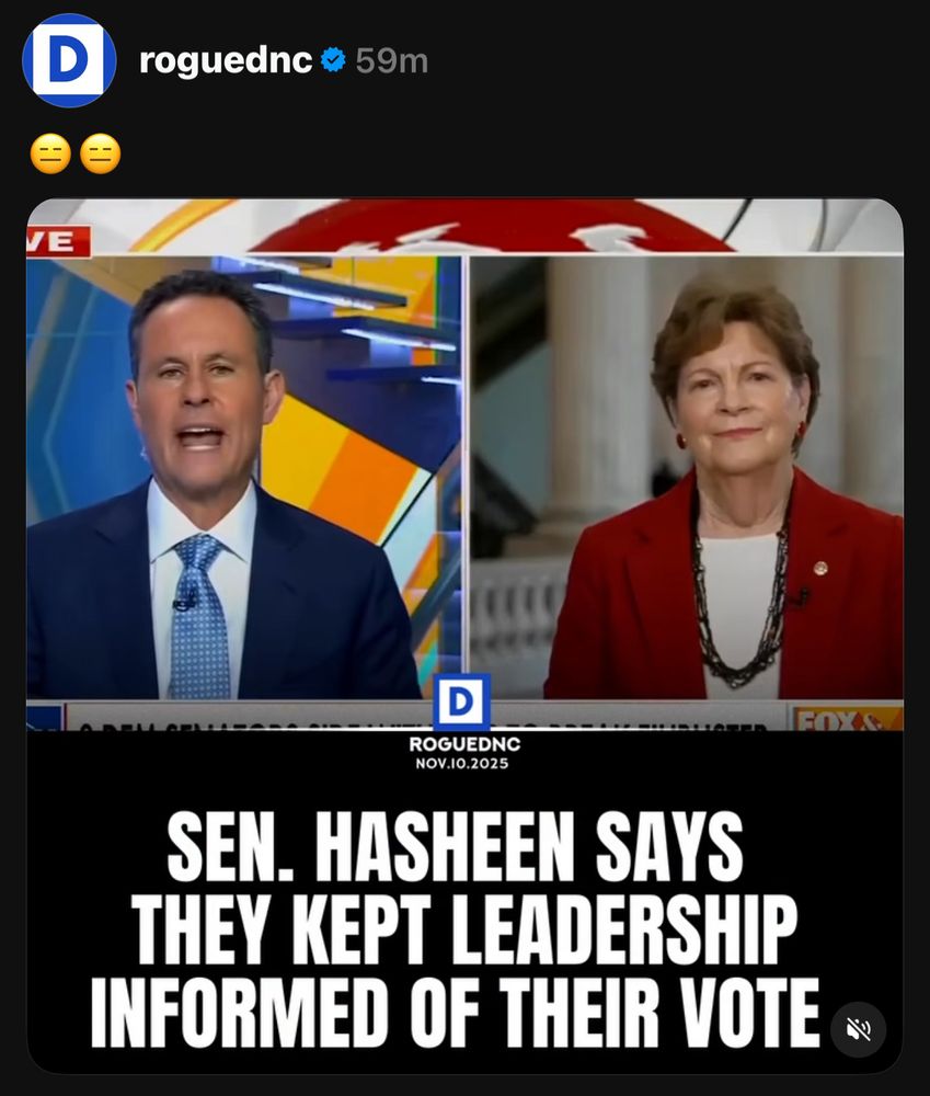 rogueanc & 59m

ROGUEDNC
NOV.10.2025
SEN. HASHEEN SAYS THEY KEPT LEADERSHIP INFORMED OF THEIR VOTE