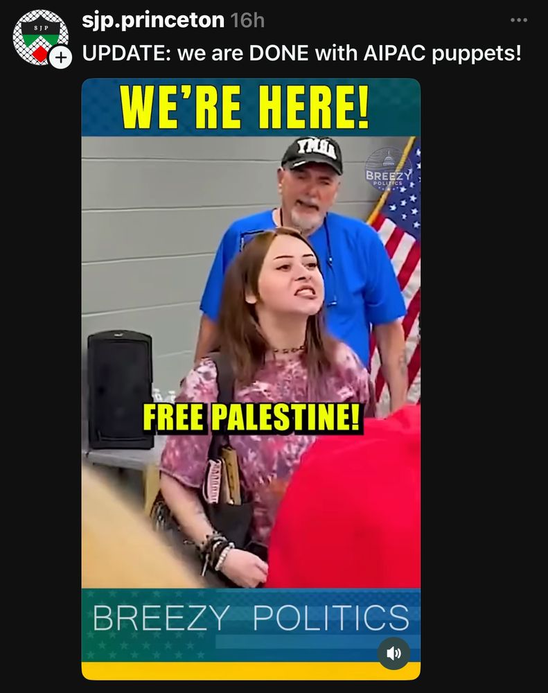 sjp.princeton 16h UPDATE: we are DONE with AIPAC puppets! WE'RE HERE! 