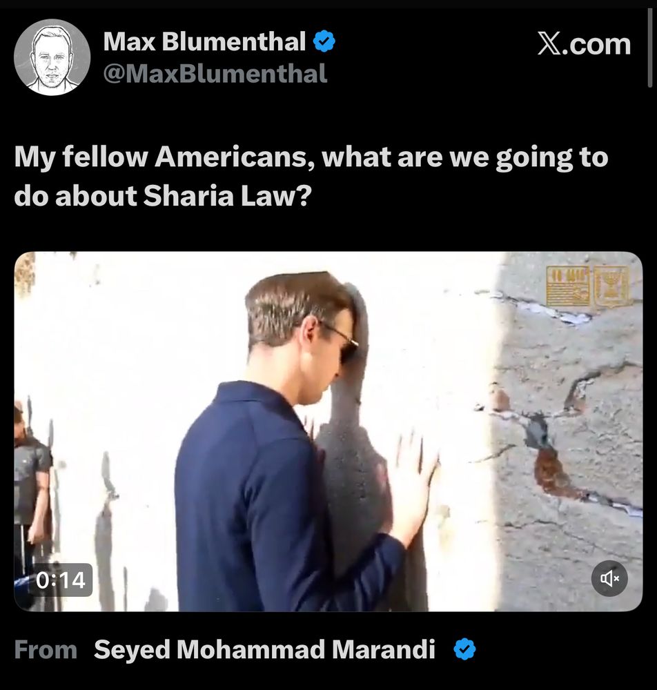 Max Blumenthal & @MaxBlumenthal
X.com
My fellow Americans, what are we going to do about Sharia Law?