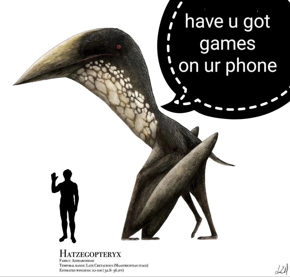 hatzegopteryx asking the shadow man if he has games on he phone