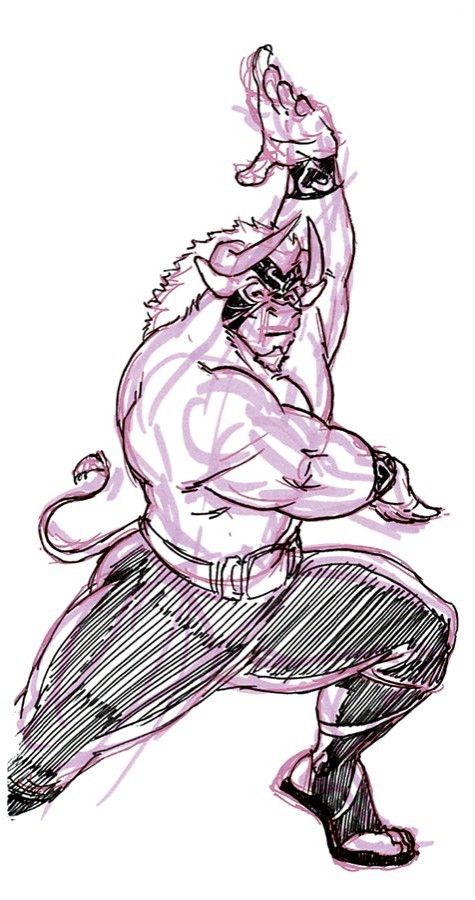 Sketch of Risk Smasher, dancing.