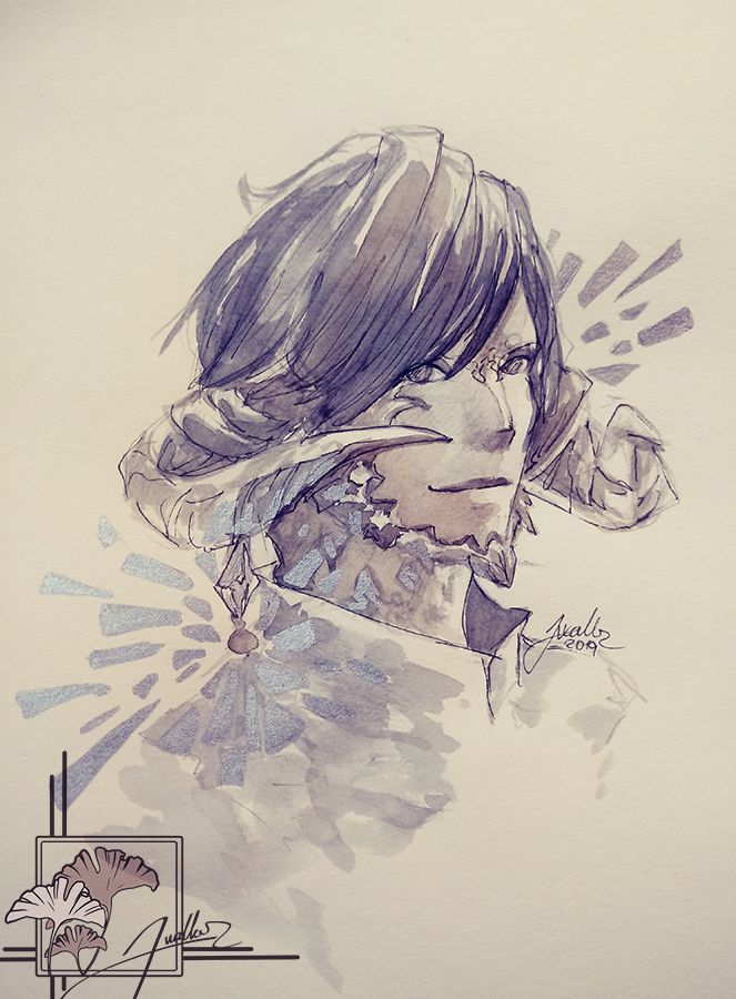 Watercolor drawing of Au-Ra
