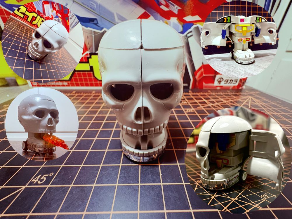 Maruka Magic/Change Robo MO9 Killer-X1 from the 1980s
A collection of the simply oddity that changes from a skull on wheels to a robot. 

