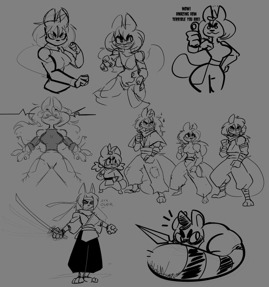 Various doodles of Kimiyo, including other characters snuck in. 
