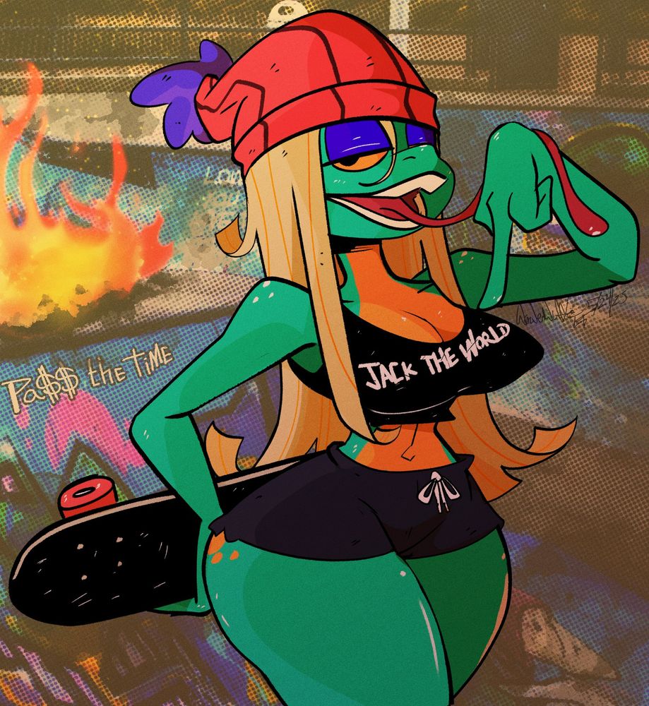 Mosh taking a pic in a skate park.

Seems to be a fire going on in the background.