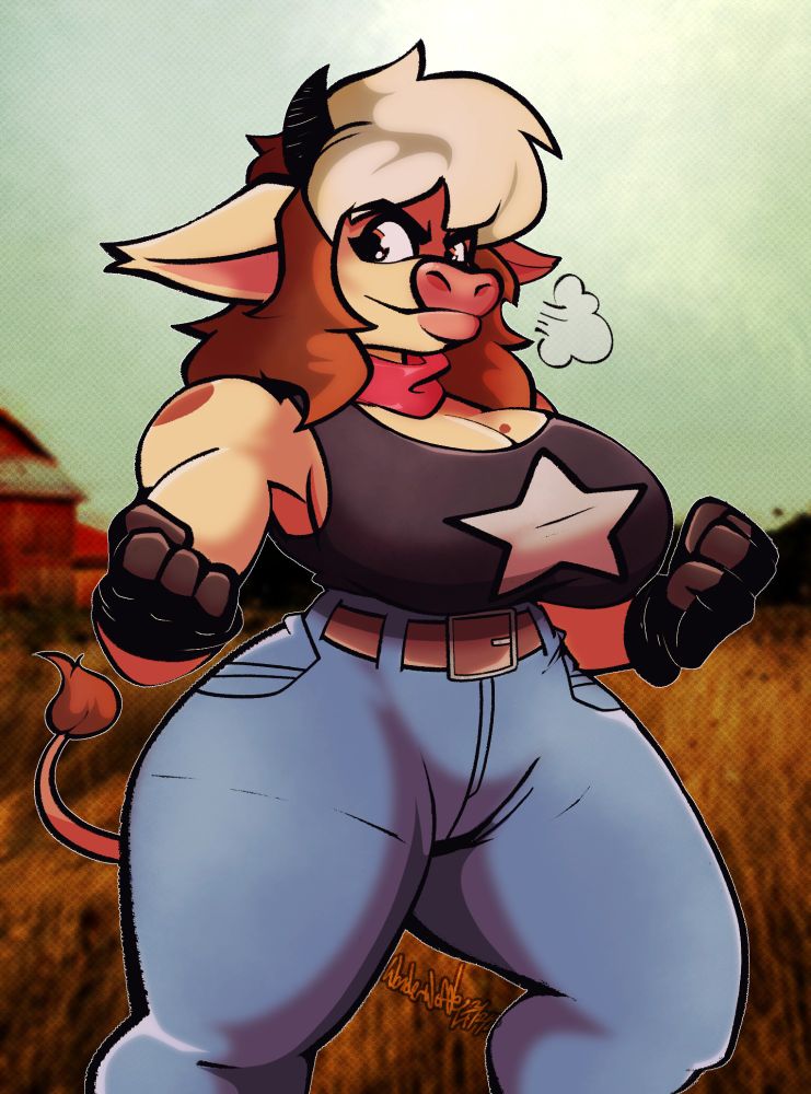 A potrait of Buckle the cow. She is quite the imposing figure but a great and reliable individual.