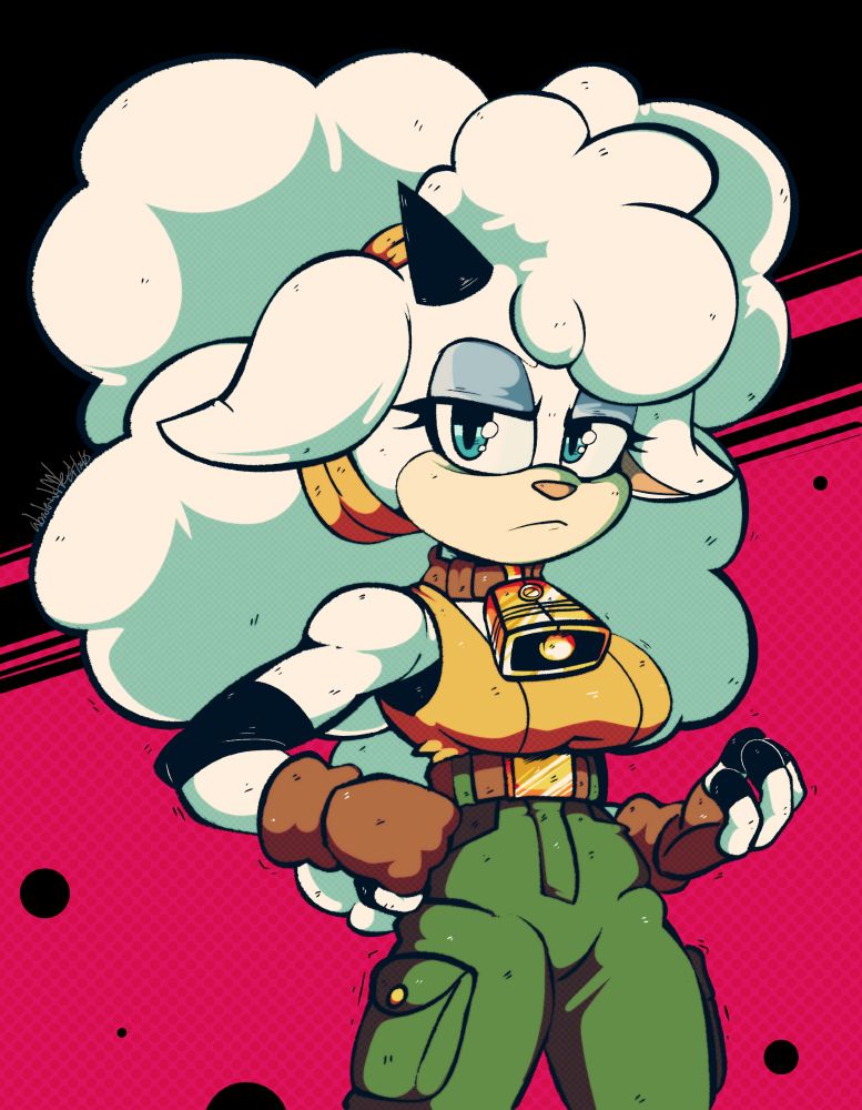 Fan art illustration of Lanolin from the Sonic IDW run.
Honestly just adore her character design so this was fun piece to tackle. Straight up one of those "gosh I wish I could have come up with this design" type haha cause its an absolute banger for me personally. Before anyone also ask no I do not really keep up with the comics or much in the fandom. I did this just to do it.