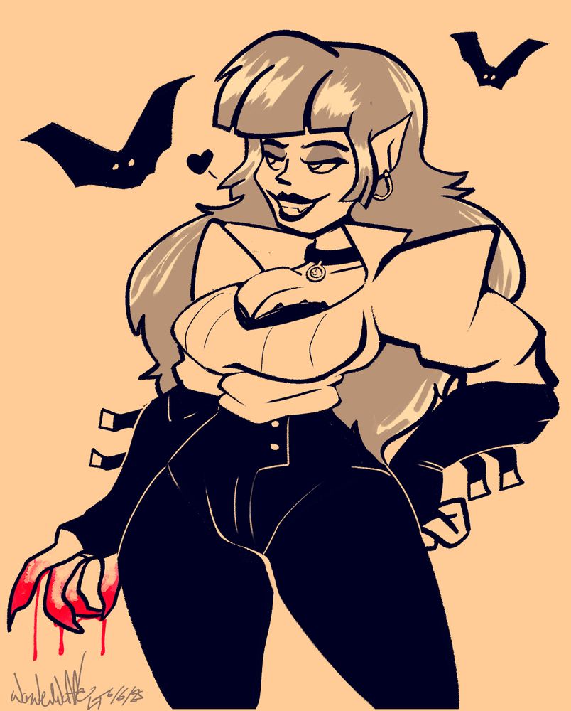 A portrait of Lash, a character belonging to Always a fan of @mostlyghostly. 

She seems to have a red substance covering her hand.