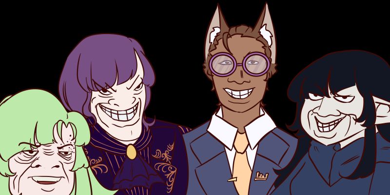 Me and the boys when Spider Maree draws us as a meme. A picture of the Yippee Bug Mafia in the style of the "Me & the Boys" meme, depicting Spider Maree as the Rhino, Vega Lyrae as the Vulture, Valentine as Electro, and Robe Caster as the Green Goblin from Spiderman.