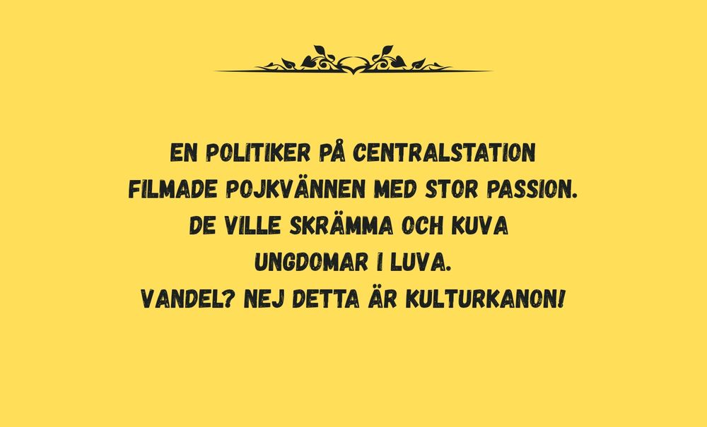 En politiker på Centralstation filmade pojkvännen med stor passion. De ville skrämma och kuva ungdomar i luva. Vandel? Nej detta är kulturkanon! 