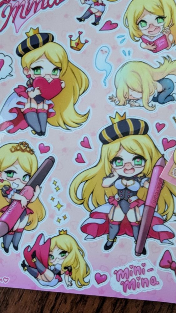 Close up of stickers, they're cute