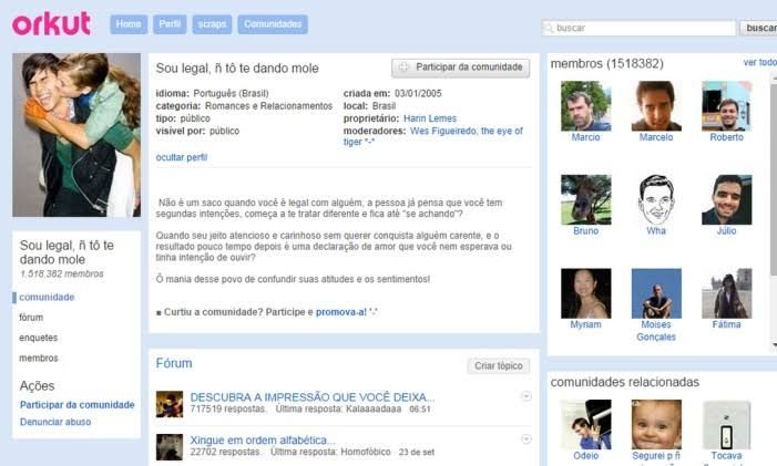 Print de uma comunidade do Orkut chamada 