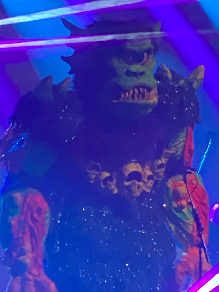 Very large monster costume on stage with Mastodon