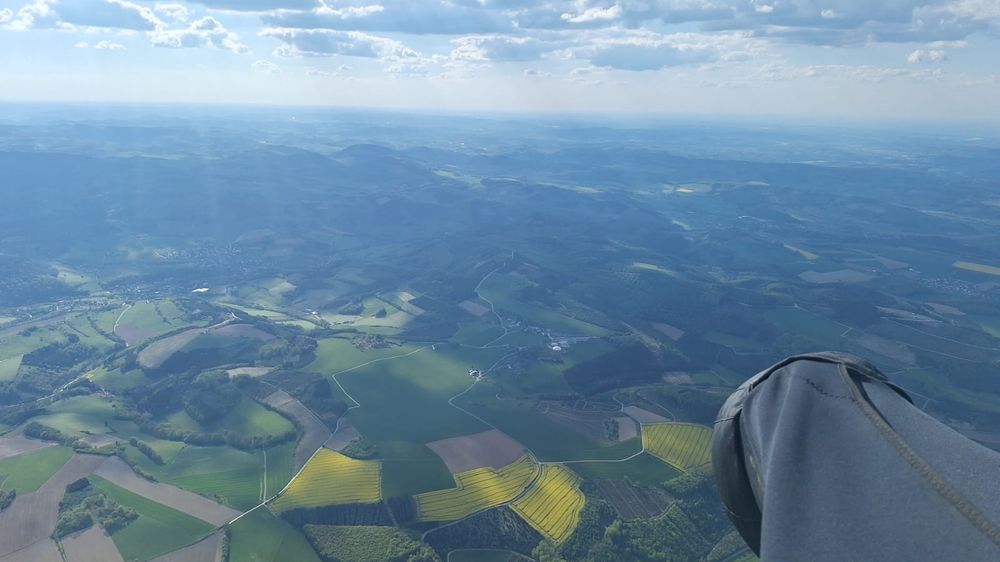 Picture taken from paraglider at 2700m altitude over de region Sauerland in Germany.