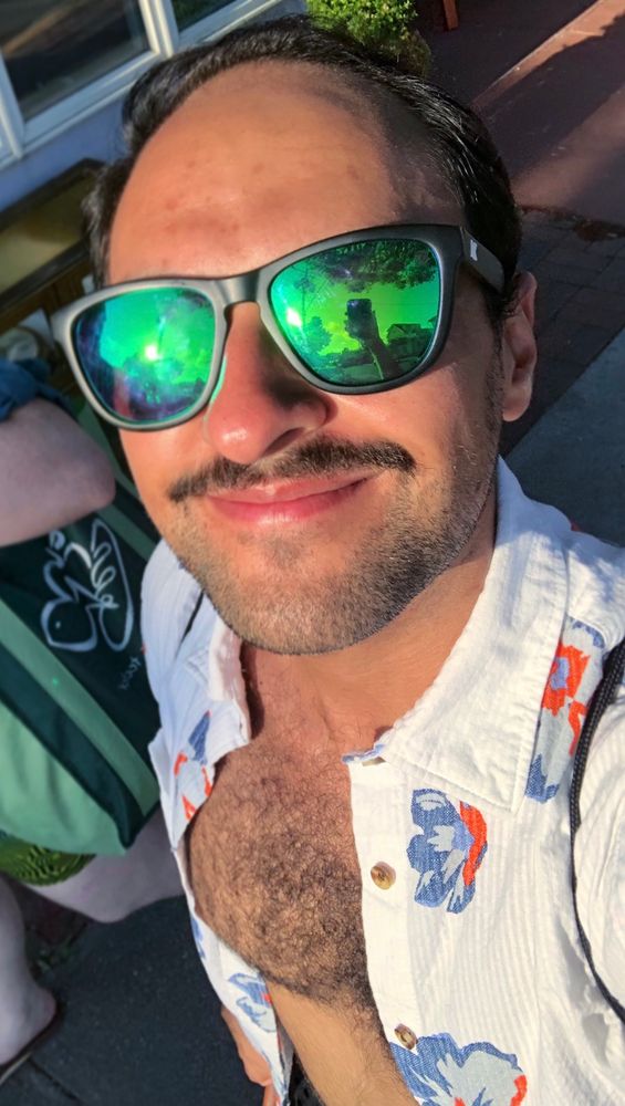 Selfie, open white shirt, hairy chest