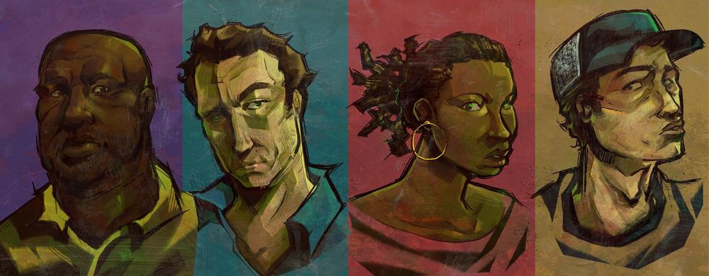 Coach, Nick, Rochelle, Ellis (Left 4 Dead 2, from left to right)