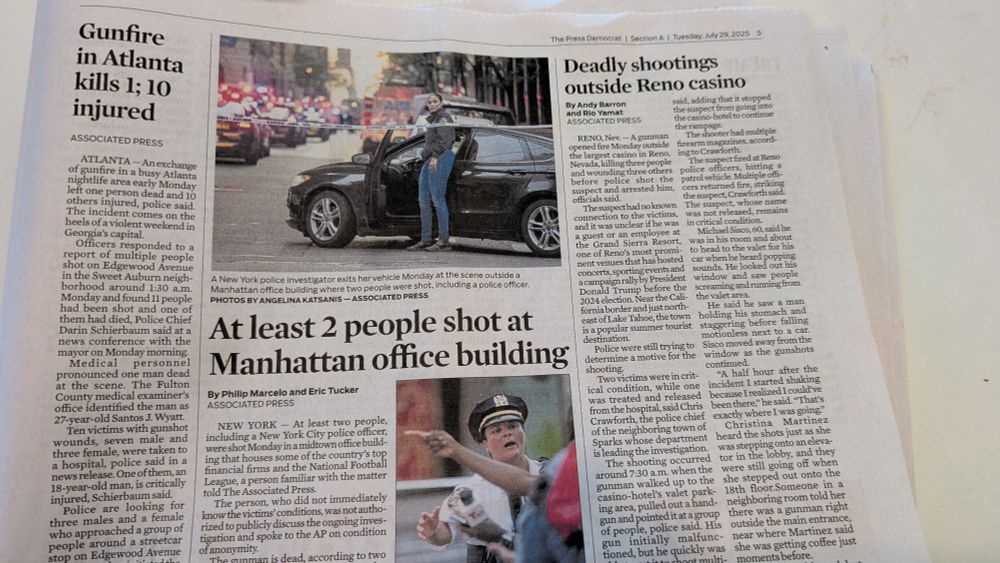 Three shootings in one day in my newspaper 