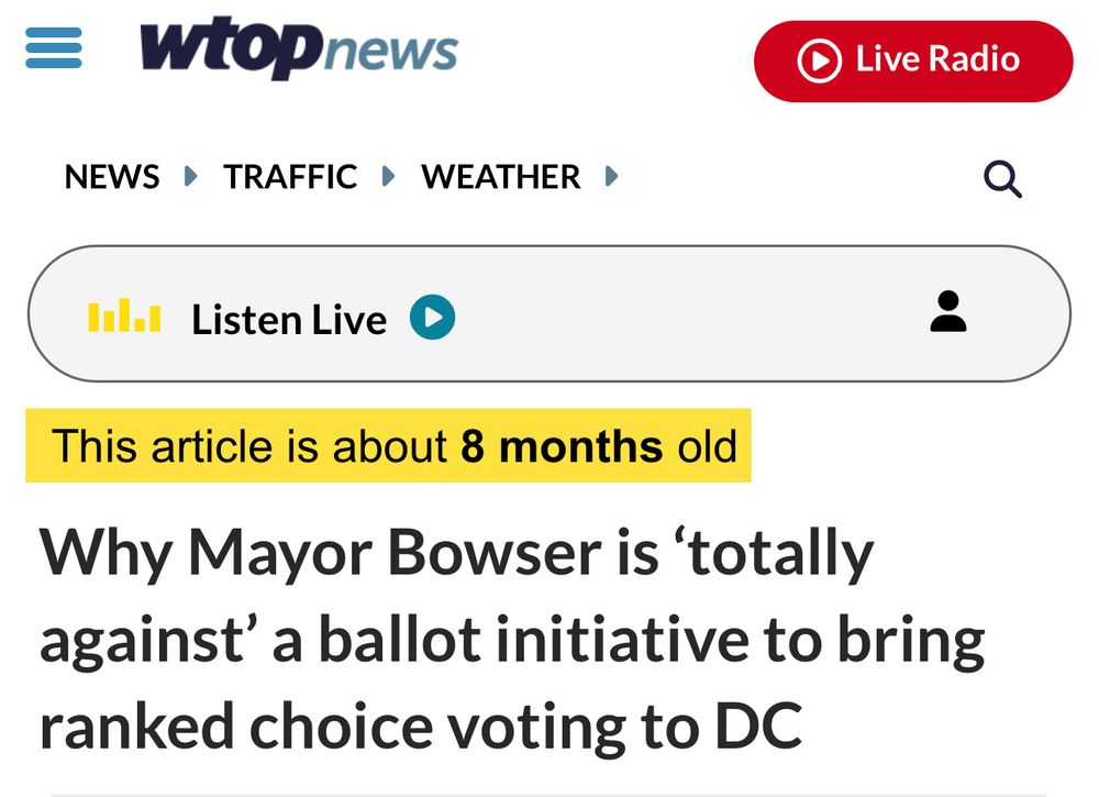 WtOPnews:

Why Mayor Bowser is 'totally against' a ballot initiative to bring ranked choice voting to DC