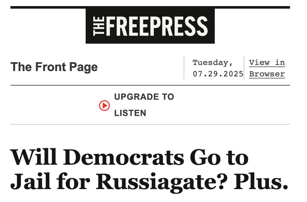 Bari Weiss pushing for her payday with BS stories like: "Will Democrats Go to Jail for Russiagate?"